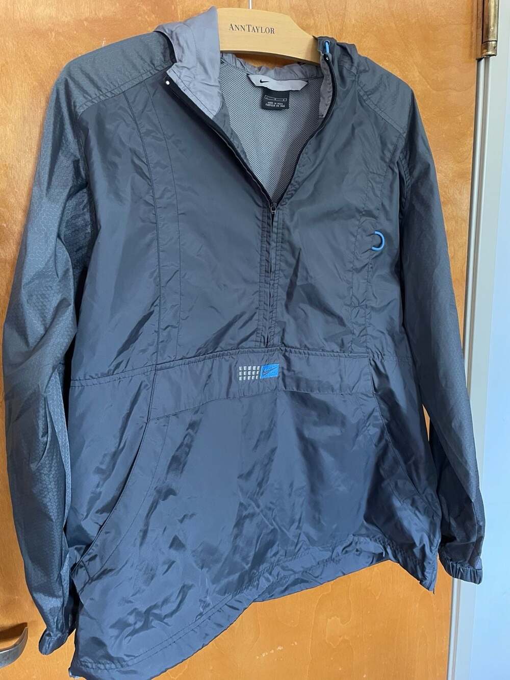 Nike Vintage Half-Zip Hooded Windbreaker Jacket Gray Blue Size Large